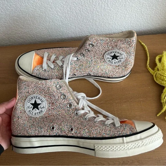 JW Anderson Converse Chuck 70 Hi Glitter Pack Sneakers Mens 9 Women’s 11 - Picture 5 of 9